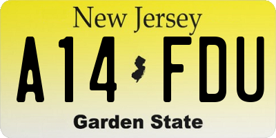 NJ license plate A14FDU