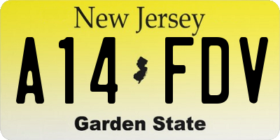 NJ license plate A14FDV