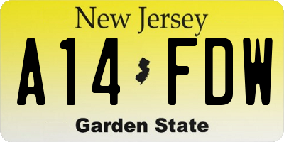 NJ license plate A14FDW