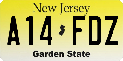 NJ license plate A14FDZ