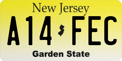 NJ license plate A14FEC