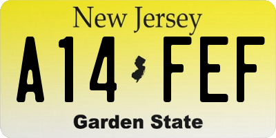 NJ license plate A14FEF