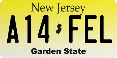 NJ license plate A14FEL