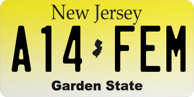 NJ license plate A14FEM