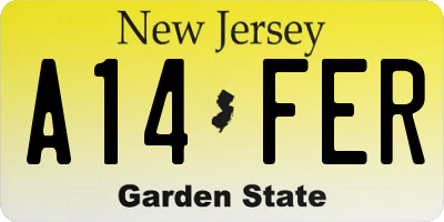 NJ license plate A14FER