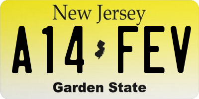 NJ license plate A14FEV