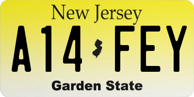 NJ license plate A14FEY