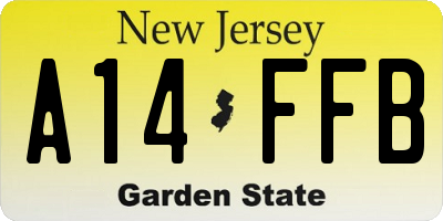 NJ license plate A14FFB