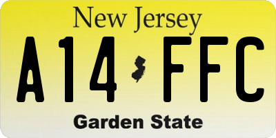 NJ license plate A14FFC