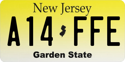 NJ license plate A14FFE