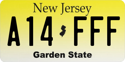 NJ license plate A14FFF