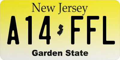 NJ license plate A14FFL