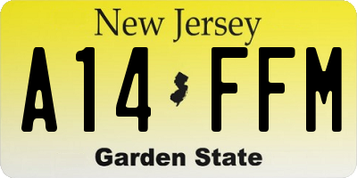 NJ license plate A14FFM