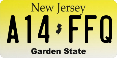 NJ license plate A14FFQ