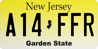 NJ license plate A14FFR