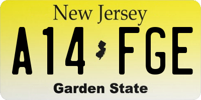 NJ license plate A14FGE