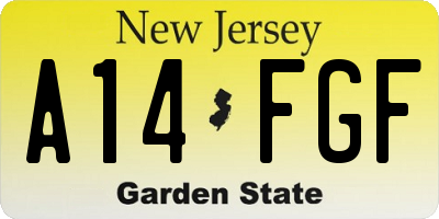 NJ license plate A14FGF