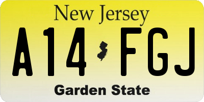 NJ license plate A14FGJ