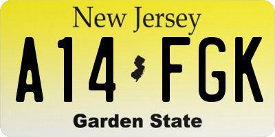 NJ license plate A14FGK