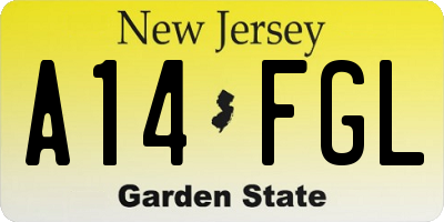 NJ license plate A14FGL