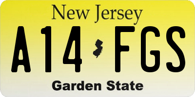 NJ license plate A14FGS