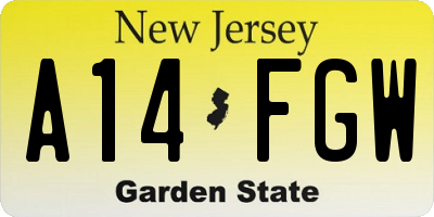 NJ license plate A14FGW