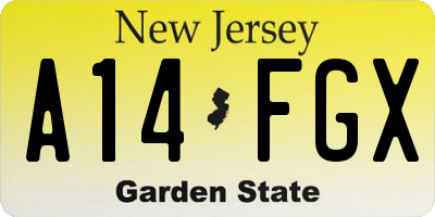 NJ license plate A14FGX