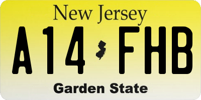NJ license plate A14FHB