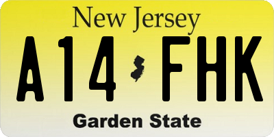NJ license plate A14FHK