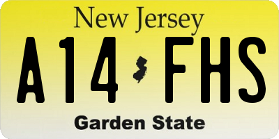 NJ license plate A14FHS