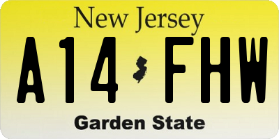 NJ license plate A14FHW