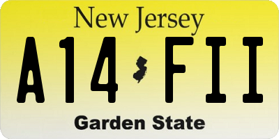 NJ license plate A14FII