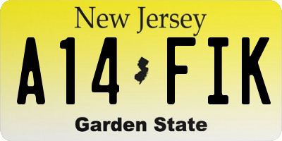 NJ license plate A14FIK