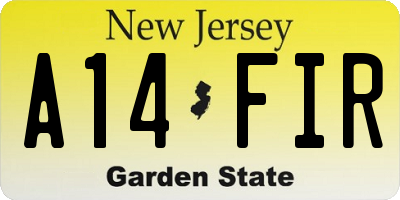 NJ license plate A14FIR