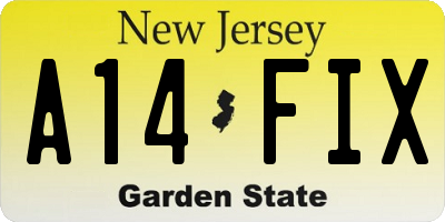 NJ license plate A14FIX