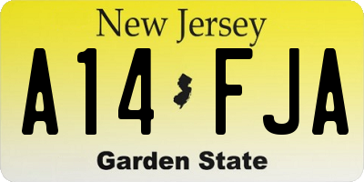 NJ license plate A14FJA