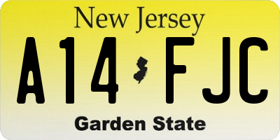 NJ license plate A14FJC