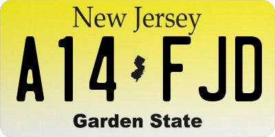 NJ license plate A14FJD
