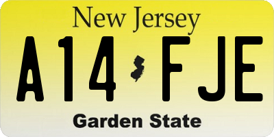 NJ license plate A14FJE
