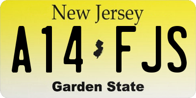 NJ license plate A14FJS