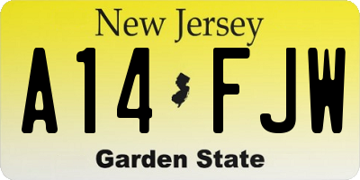 NJ license plate A14FJW