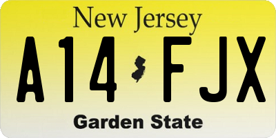 NJ license plate A14FJX