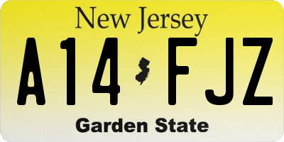 NJ license plate A14FJZ