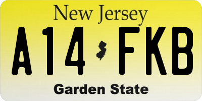 NJ license plate A14FKB
