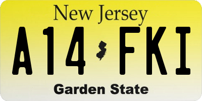 NJ license plate A14FKI