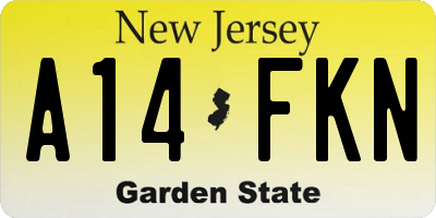 NJ license plate A14FKN
