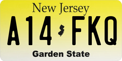 NJ license plate A14FKQ