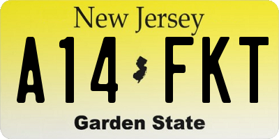 NJ license plate A14FKT