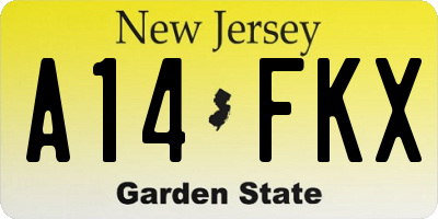NJ license plate A14FKX