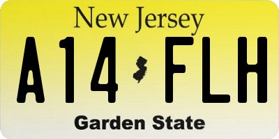 NJ license plate A14FLH